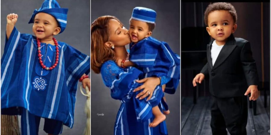 Banky W and Adesua Finally Unveil Their Son’s Face